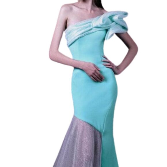 NWT MNM Couture G1010 Evening Dress Aqua Size 6 - Picture 1 of 4